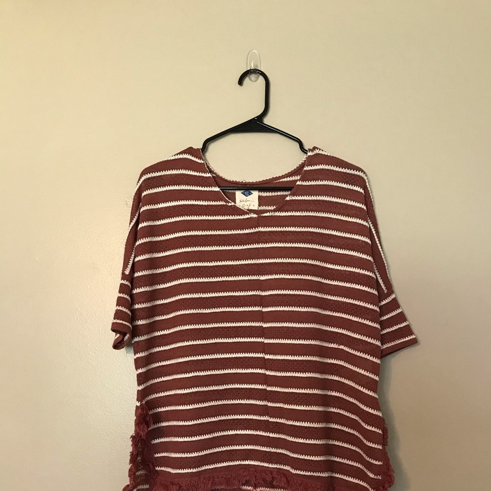 Wild Blue x Sadie Robertson Striped Crochet Blouse